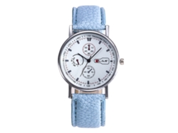 Reloj De Pulsera De Cuarzo Zhoulianfa Con Correa De Pu Para Hombre Y Mujer Casual Fashion (azul Claro)