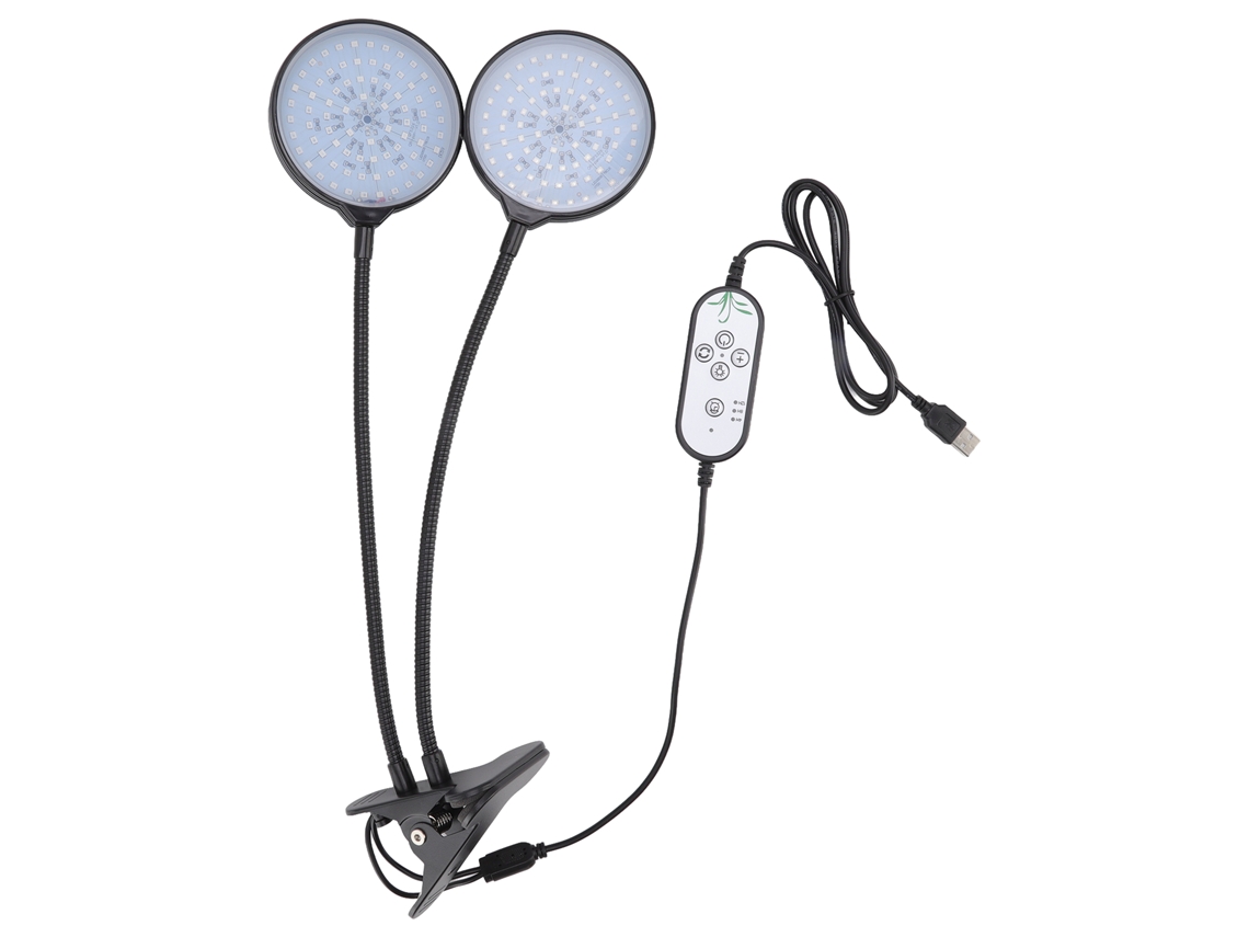 Lámpara Led De Doble Cabezal 30 W Para Cultivo Plantas, Con Clip Y 5 Niveles Brillo, Ideal Plantas I
