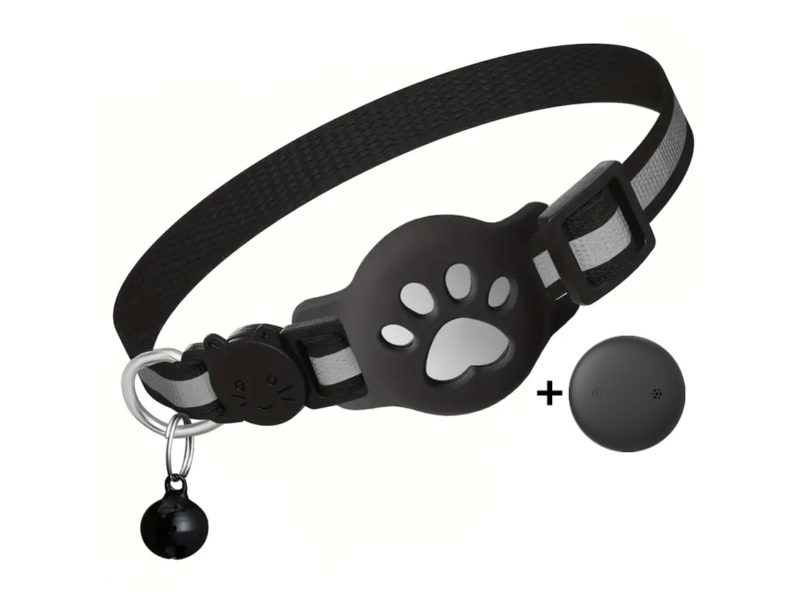 Collar Localizador Para Gatos Pequeños Czhhmart Sin Cuotas Mensuales/sin Necesidad De Tarjeta Sim (solo Para Ios), Color Negro.