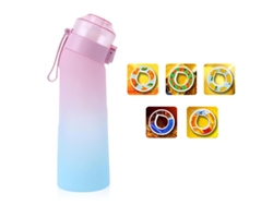 Botella de agua saborizada de 650 ml con 5 cápsulas saborizadas, para fitness y deportes al aire libre (degradado rosa) Spqment