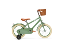 Generation Retro 14 Pulgadas Verde - Bicicleta Infantil Con Cesta