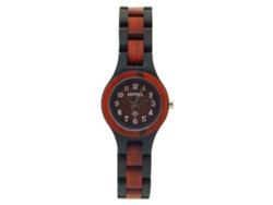 Reloj De Pulsera Analógico De Sándalo Con Movimiento De Cuarzo, Exquisito Rojo Y Negro.