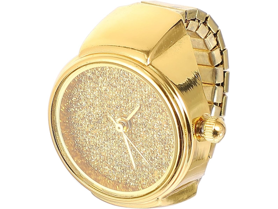 Anillo Aleación Reloj Cuarzo Brillante Sencillo Elegante Regalo Cumpleaños Amigos Oro