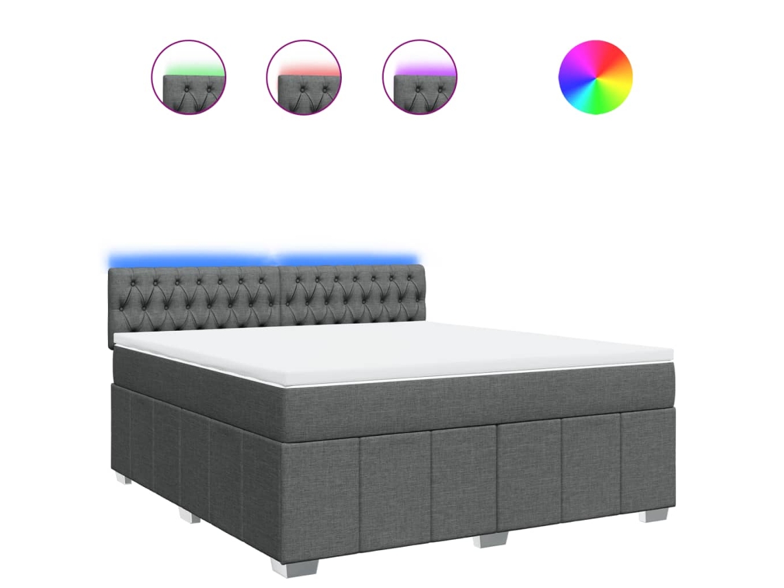 Maison Exclusive - Cama Box Spring Con Colchón Tela Gris Oscuro 180x200 Cm