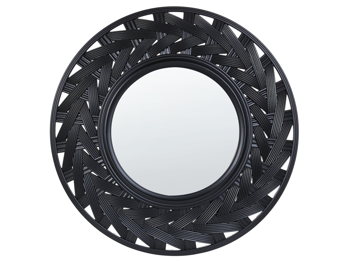 Espejo decorativo BELIANI Tierga de Material sintético Negro 60x6x60