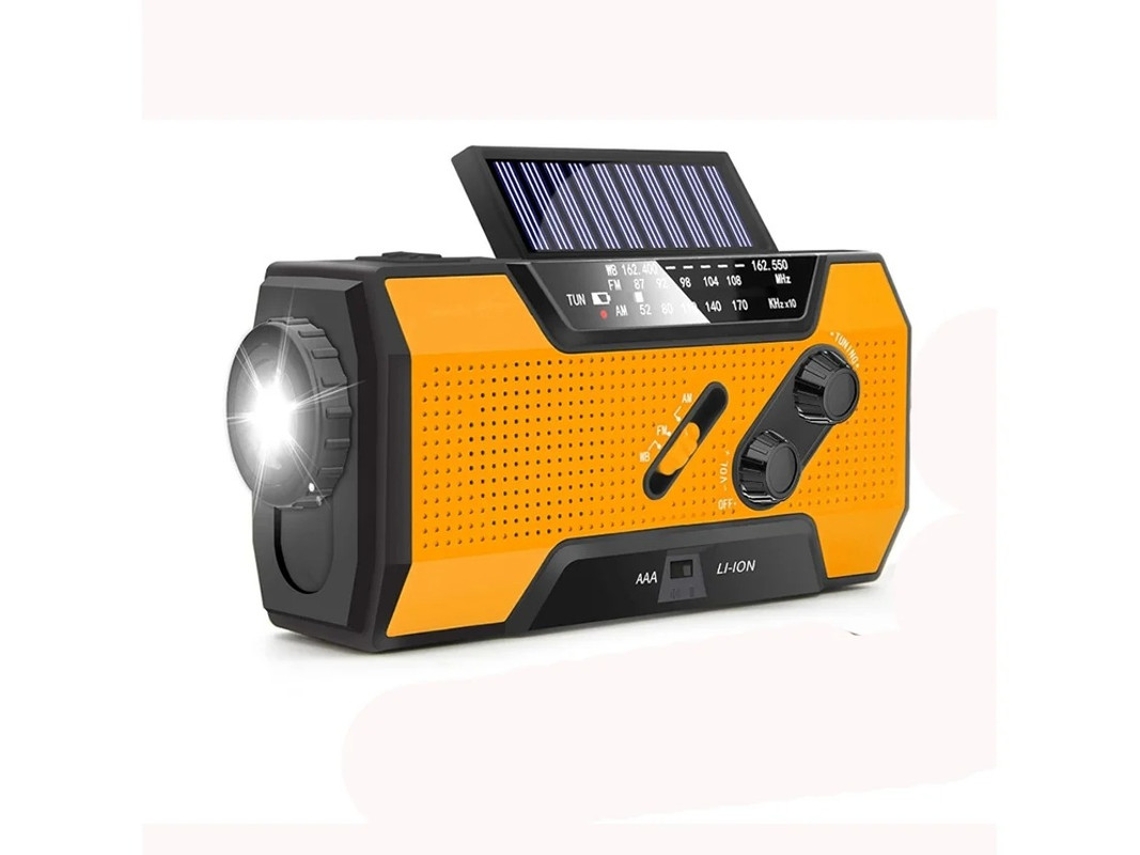 Radio de emergencia multifuncional BESTVITE con manivela y carga solar (amarilla)