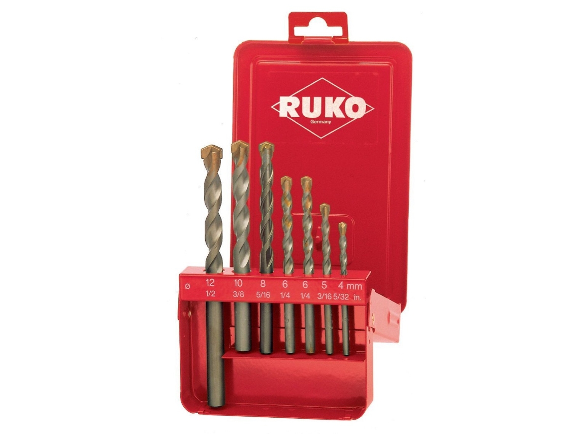 RUKO-205256-Juego de brocas de percusión punta metal duro, 7 pcs.