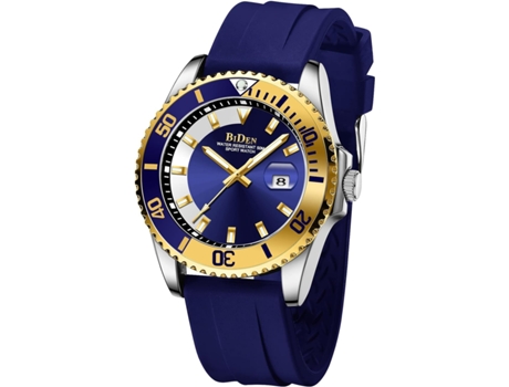 VEANXIN Relojes con Caja Giratoria, Correa de Silicona, Reloj de Pulsera Impermeable-Azul