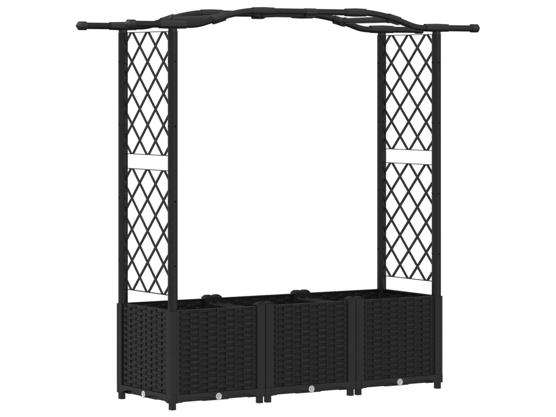 Vidaxl Cama Elevada Con Trellis Y Techo Negro 164 X 40 X 142 Cm Pp
