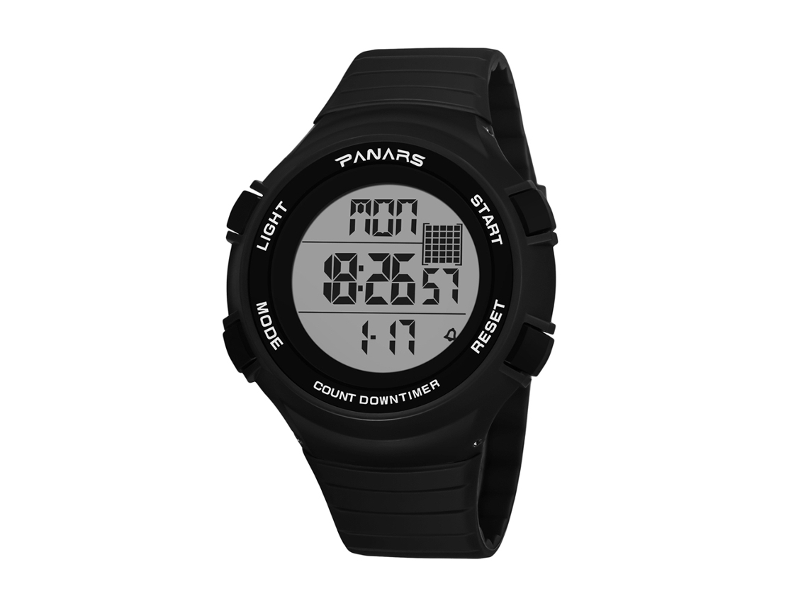 Reloj Deportivo Electrónico Hombre Panars Impermeable Luminoso Multifunción Negro