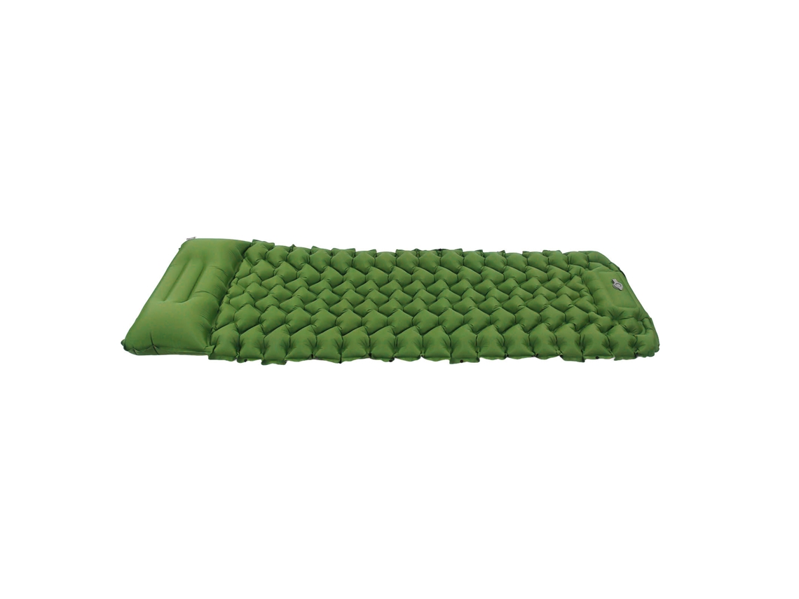 Colchón Inflable Para Camping Con Diseño Ergonómico, Pie Inflable Y Bolsa De Almacenamiento, Color Verde Oliva