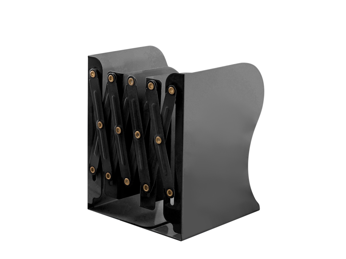 Soportes De Libros Metálicos Retractiles Flexibles Grandes Sin Pegatina Para Oficina Y Estanterías Negro