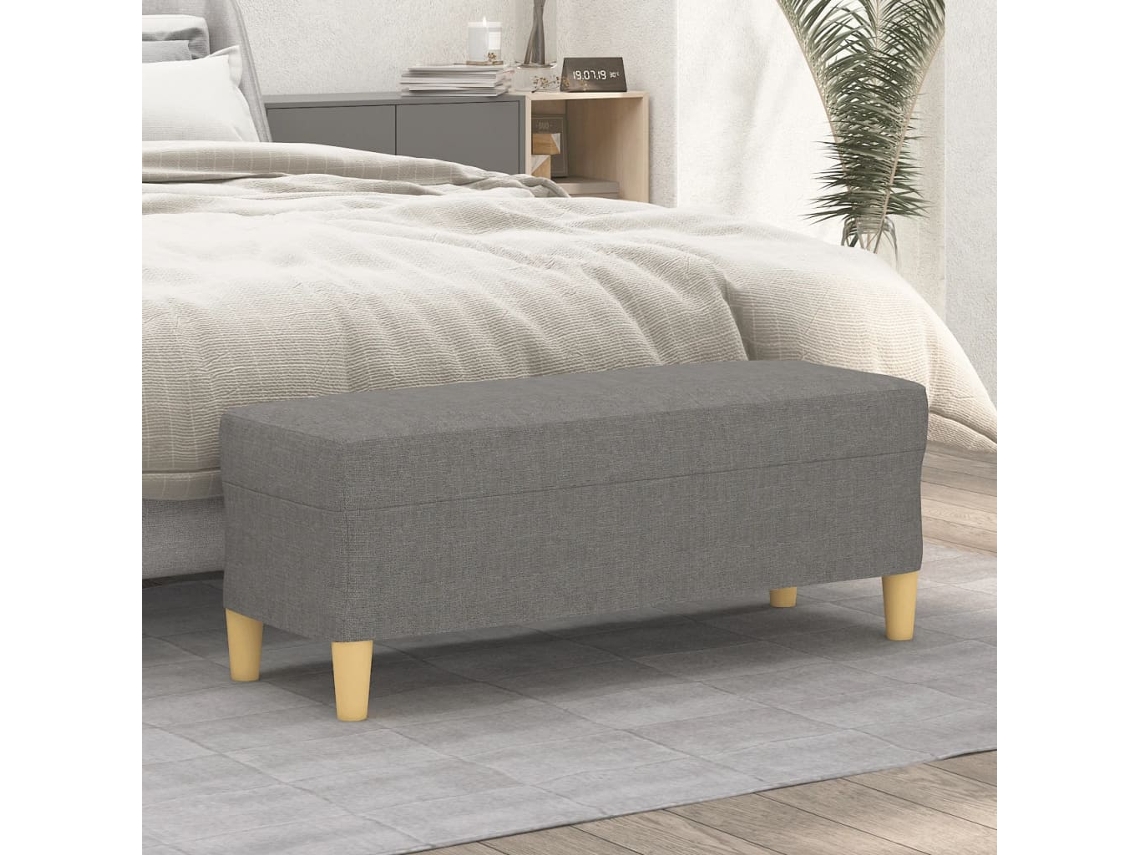 LOVELY HOME Taburete Banco 100X35X41 Cm Tela Gris Oscuro