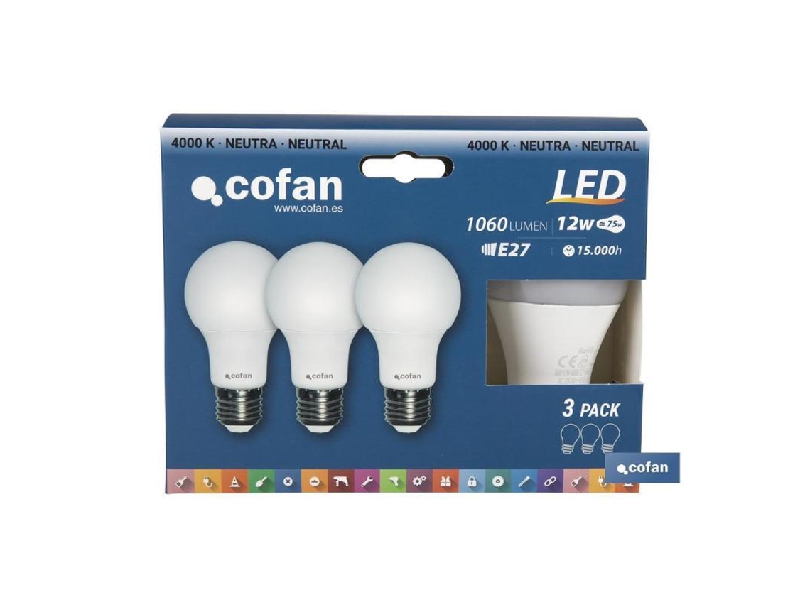 Pack de 3 bombillas led 12 w classic 240° 1060 lm 4000 k