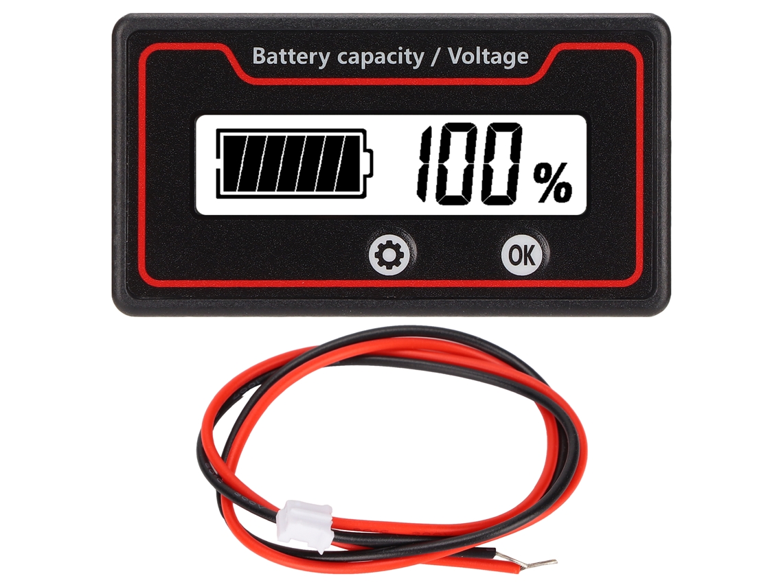 Indicador De Batería Lcd Con Alarma Para Vehículos Eléctricos De 12-84 V (capacidad Y Voltaje) Con Luz Blanca.