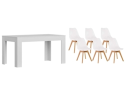 Pack Mesa Extensible de Comedor o Cocina Blanco 6 Sillas Nordic Blanco SALDOSYSTOCKS