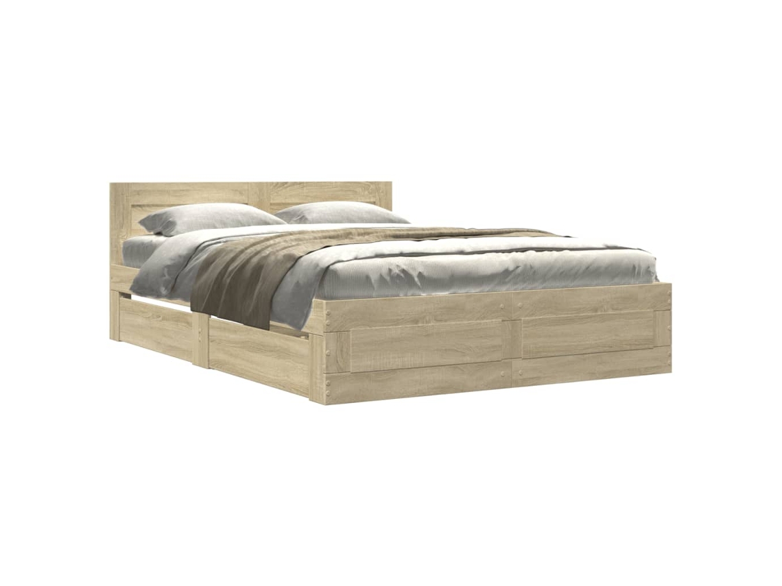 Maison Exclusive - Cama Con Cabecero Madera De Ingeniería Roble Sonoma 120x190 Cm