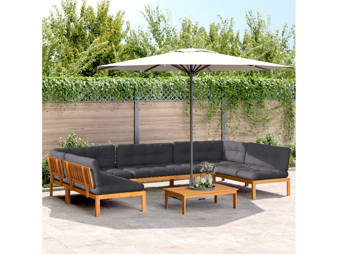 Conjunto de sofá de jardín de 6 piezas con palets y cojines de acacia maciza DKD Home Decor