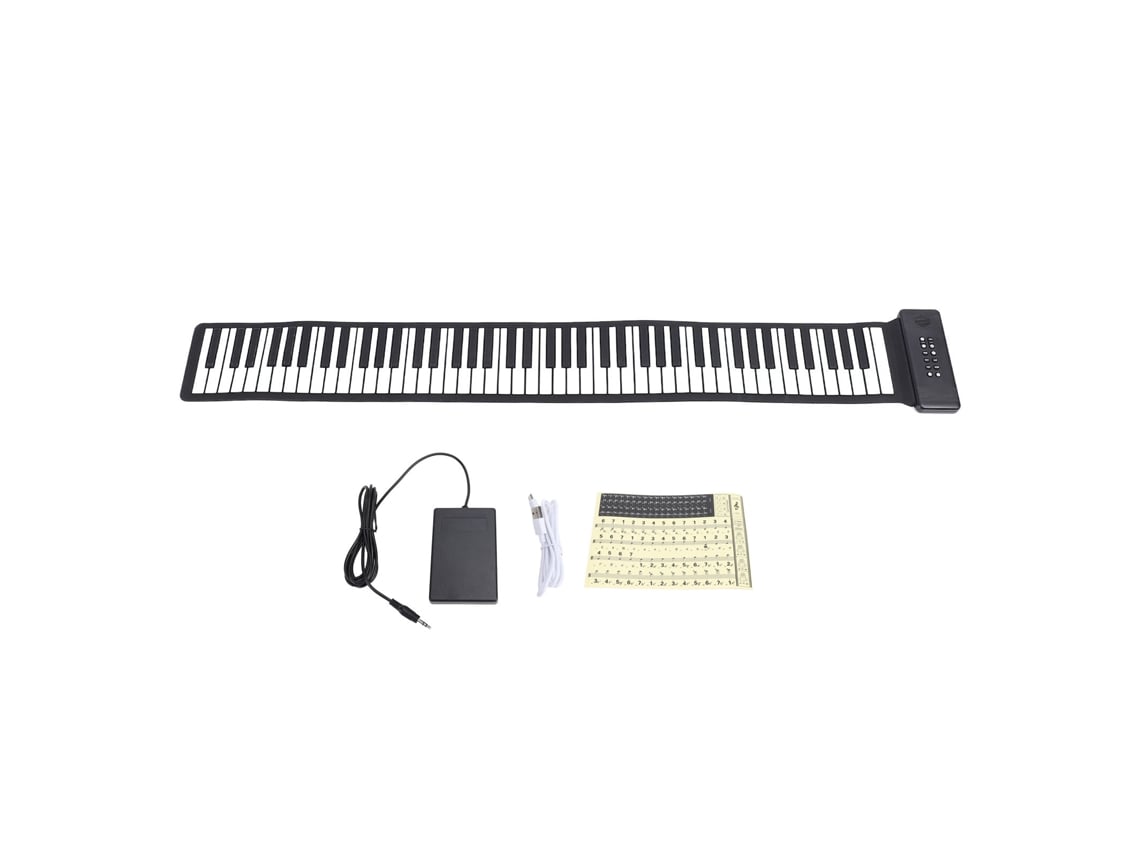 Teclado flexible enrollable Rebe de 88 teclas de silicona con Bluetooth y altavoz, portátil para niños principiantes.