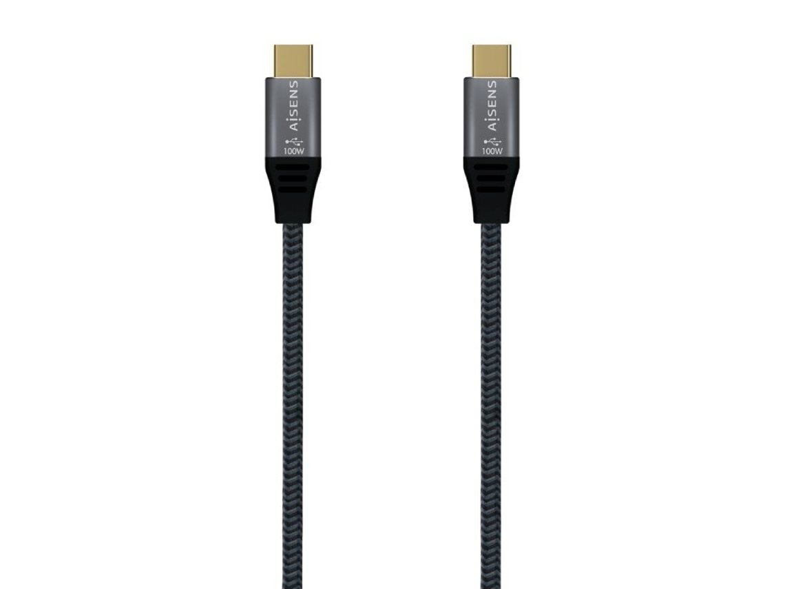 Cable Usb 3.1 Tipo-C AISENS A107-0672 20Gbps 100W/ Usb Tipo-C Macho Usb Tipo-C Macho/ 1.5M/ Gris