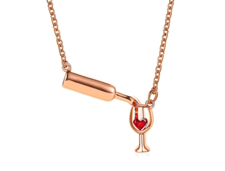 Copa de vino collar de clavícula colgante elegante corazón de cobre riniestra collar joyería de fiesta