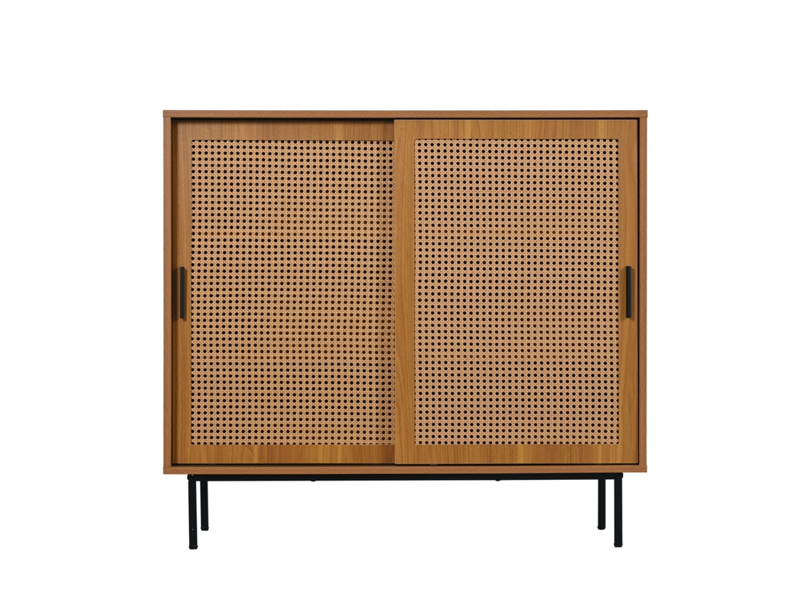 Aparador bajo con 2 puertas correderas y estantes regulables Mobrio natural