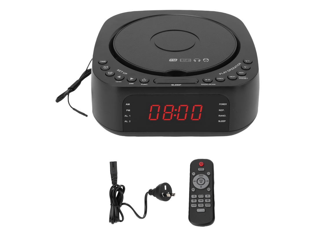 Reproductor De Cd Reloj Despertador Radio Bluetooth Con Control Remoto Carga Usb Enchufe Au