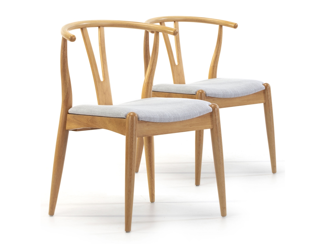Conjunto de 2 Cadeiras Rustic Cor Carvalho Madeira Sólida 55 X 54,5 X 76 Cm VS VENTA-STOCK