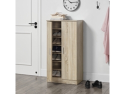Mueble zapatero Notribontaa con estantes y puertas 108x55x35cm Roble [en.casa]