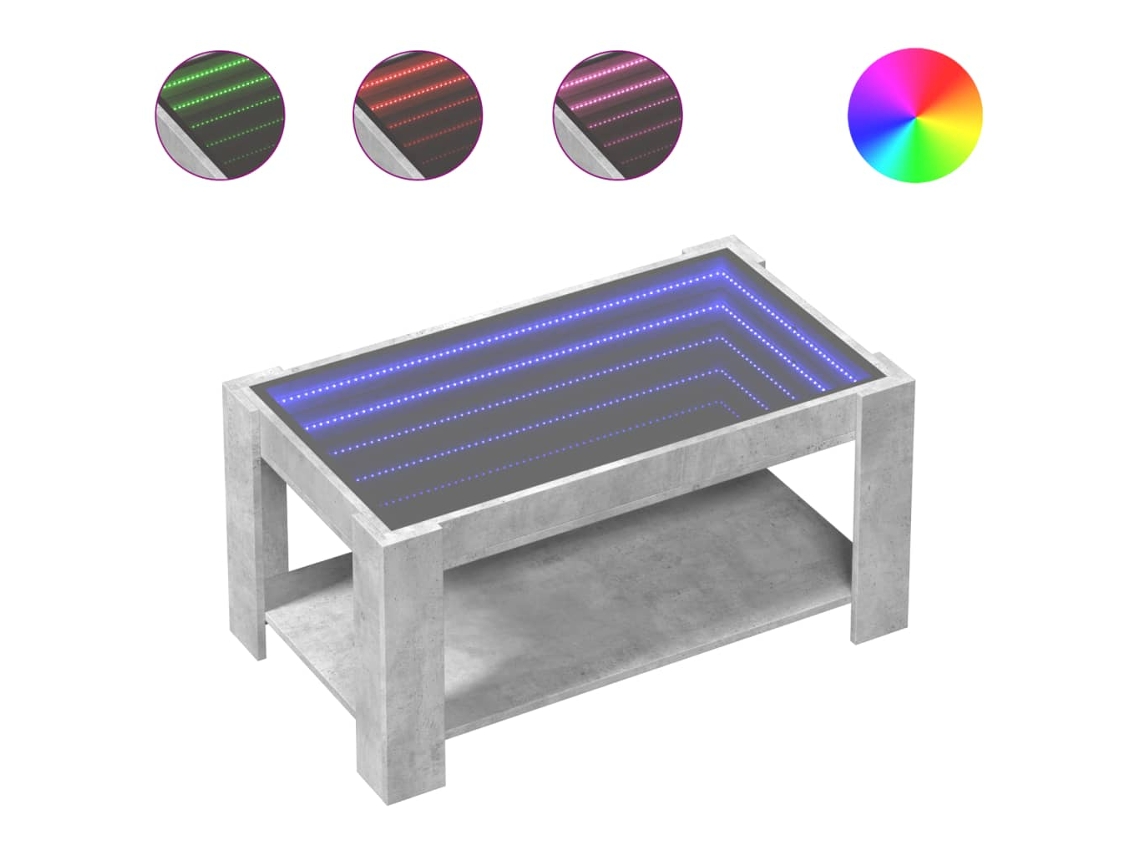 Maison Exclusive - Mesa De Centro Y Led Madera Ingeniería Gris Hormigón 93x53x45cm