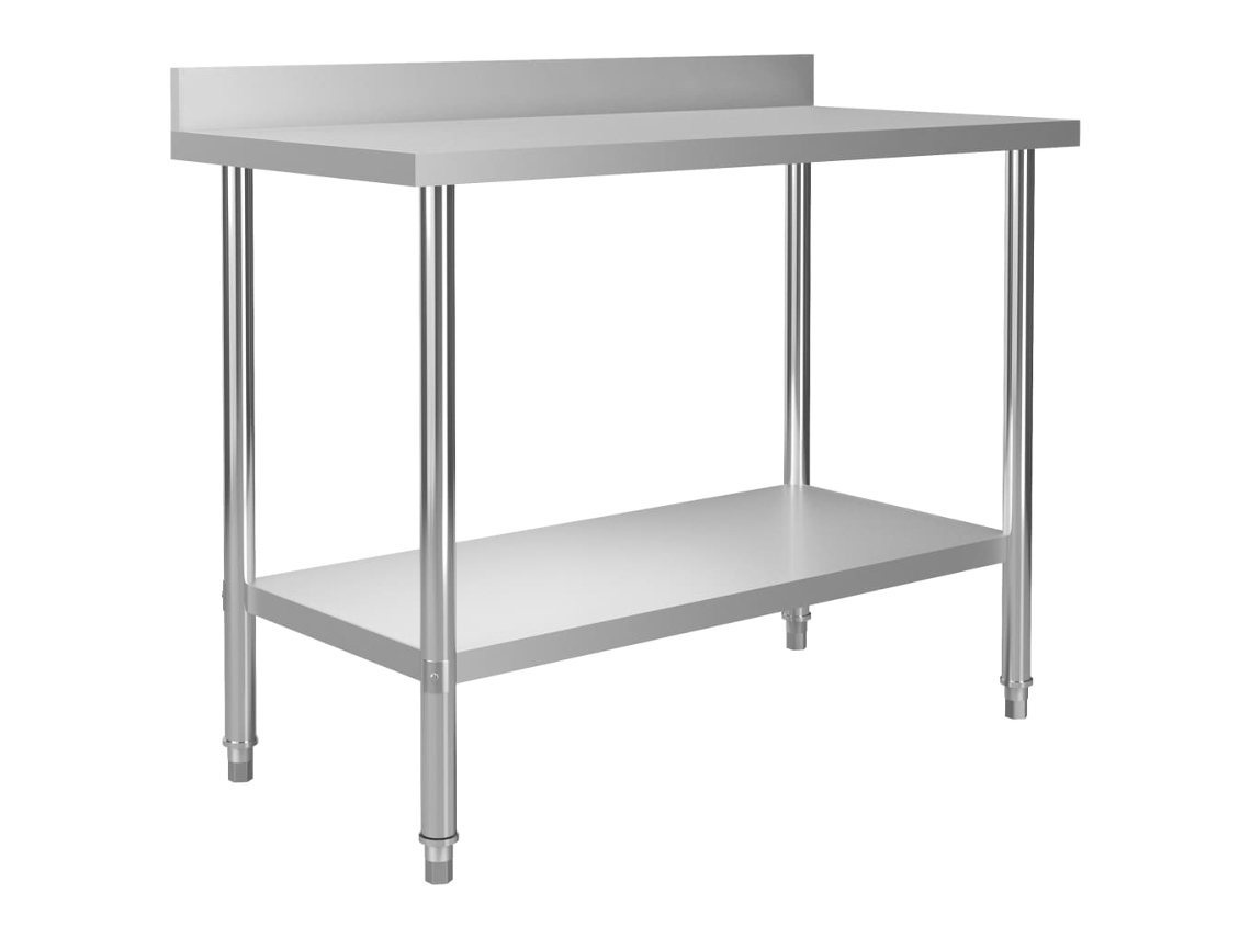 vidaXL Mesa trabajo cocina y salpicadero acero inoxidable 120x60x93 cm