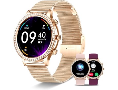 VEANXIN Reloj Inteligente Reloj Inteligente con Pantalla táctil de 1,32con Control de Voz AI Seguimiento de Actividad a Prueba de Agua: Oro Rosa y ...
