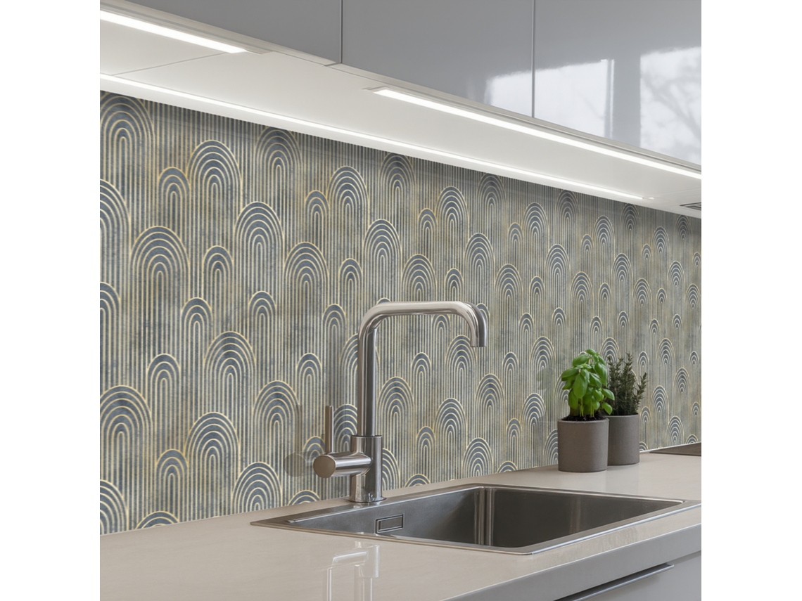 Salpicaderos De Cocina Lazo - Oro - Azul 500x60 Cm