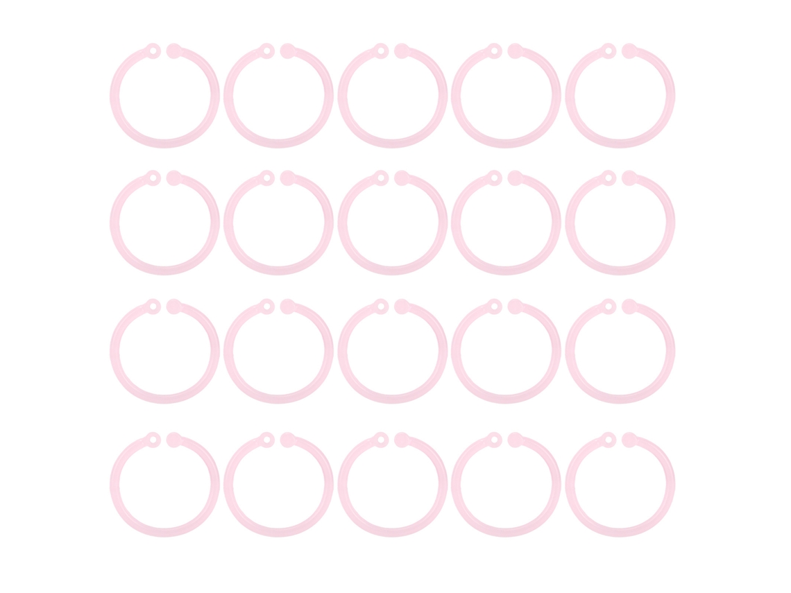 20 Anillos De Plástico Transparentes Flexibles Para Anillas Sueltas De Libros, Tarjetas Y Documentos Rosa