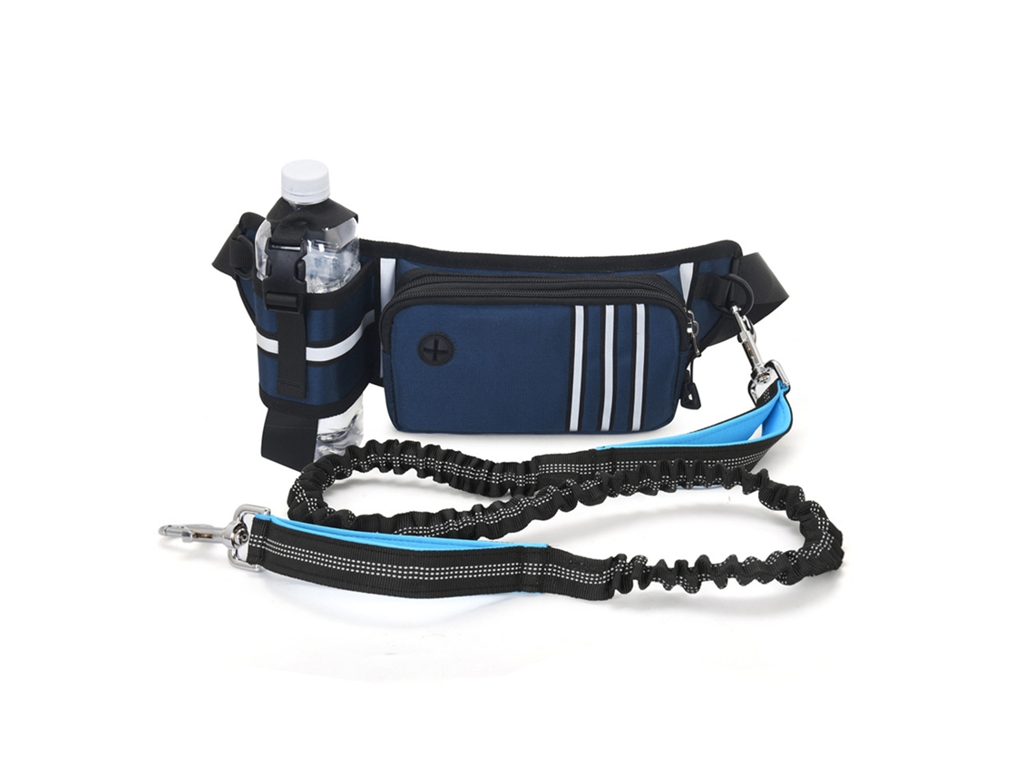 Arnés Para Perros Con Correa Manos Libres, Bolsillo Reflectante Retráctil Y Dispensador De Bolsas Para Excrementos Ajustable Para Paseos Y Carreras.