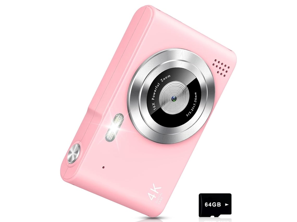Cámara Digital Infantil 4k 48mp Con Luz De Relleno Y Tarjeta 64gb (rosa)