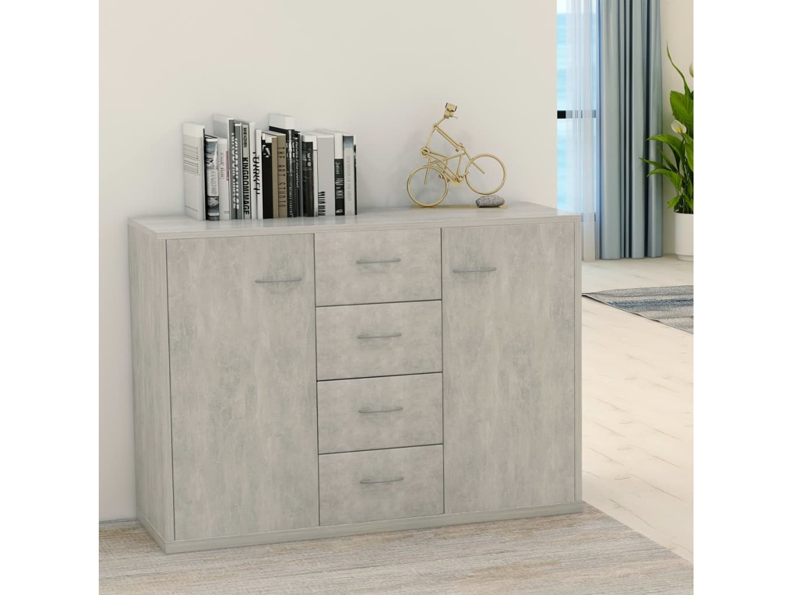 Aparador De Madera Contrachapada Gris Hormigón 88x30x65 Cm