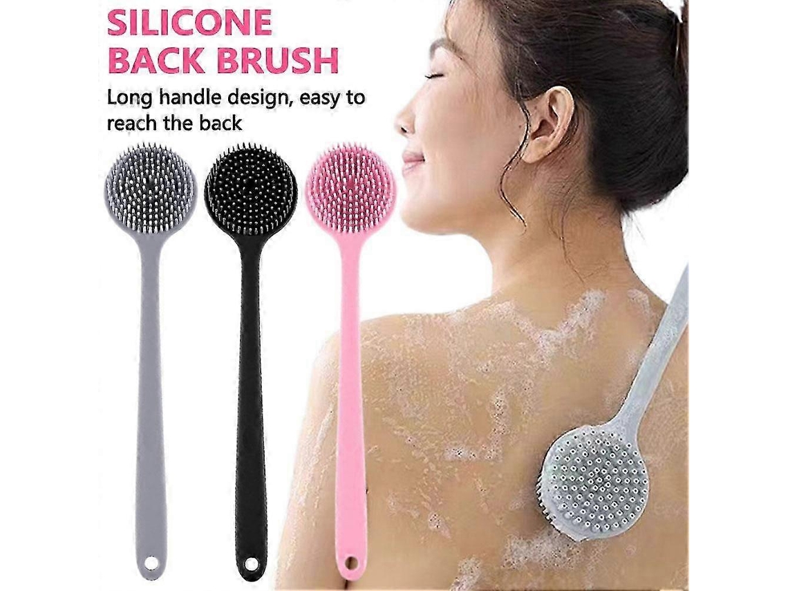 Cepillo de espalda de silicona con mango largo, función de masaje y exfoliación para limpieza. Nostalgia88