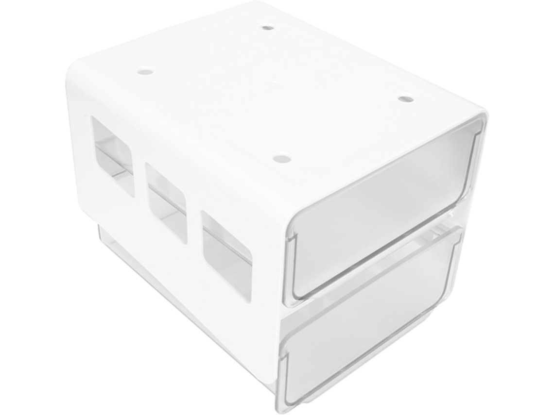 Caja De Almacenamiento Blanca Con Doble Adhesivo Para Debajo Del Escritorio, Organizador Discreto, Resistente Y Transparente.