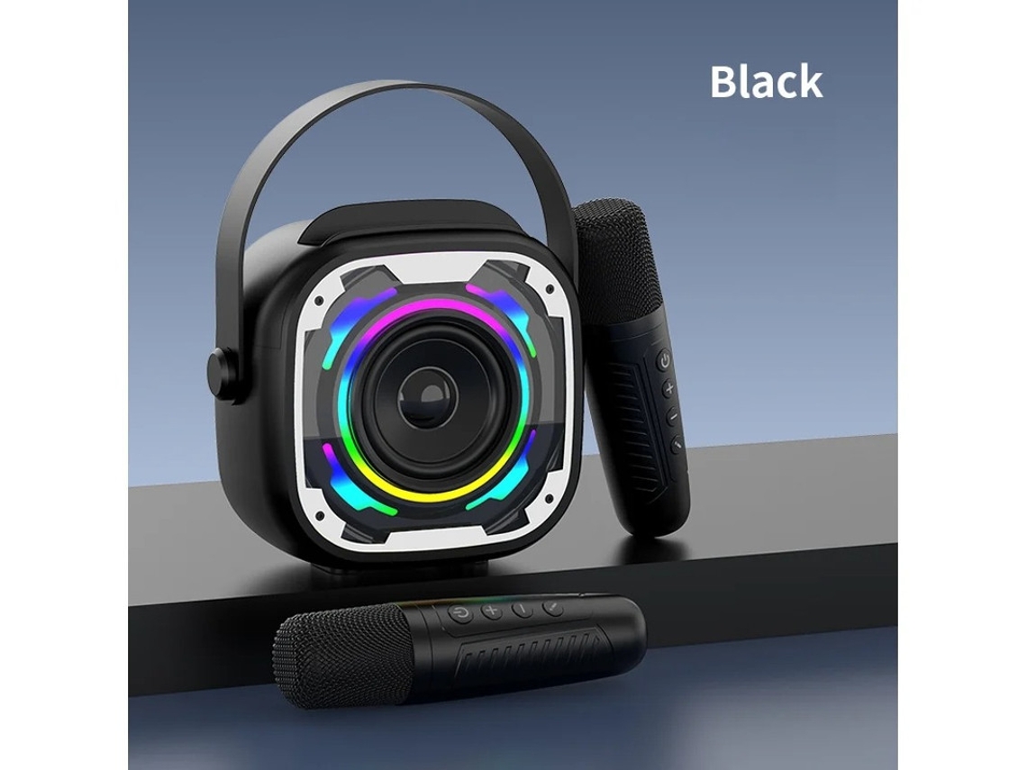 Mini máquina de karaoke sin Bluetooth con micrófono dual para fiestas de entretenimiento negro Yizhood