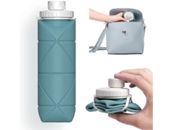 Botella de agua reutilizable plegable sin BPA con válvula antifugas para gimnasio, camping y deportes. Sygo