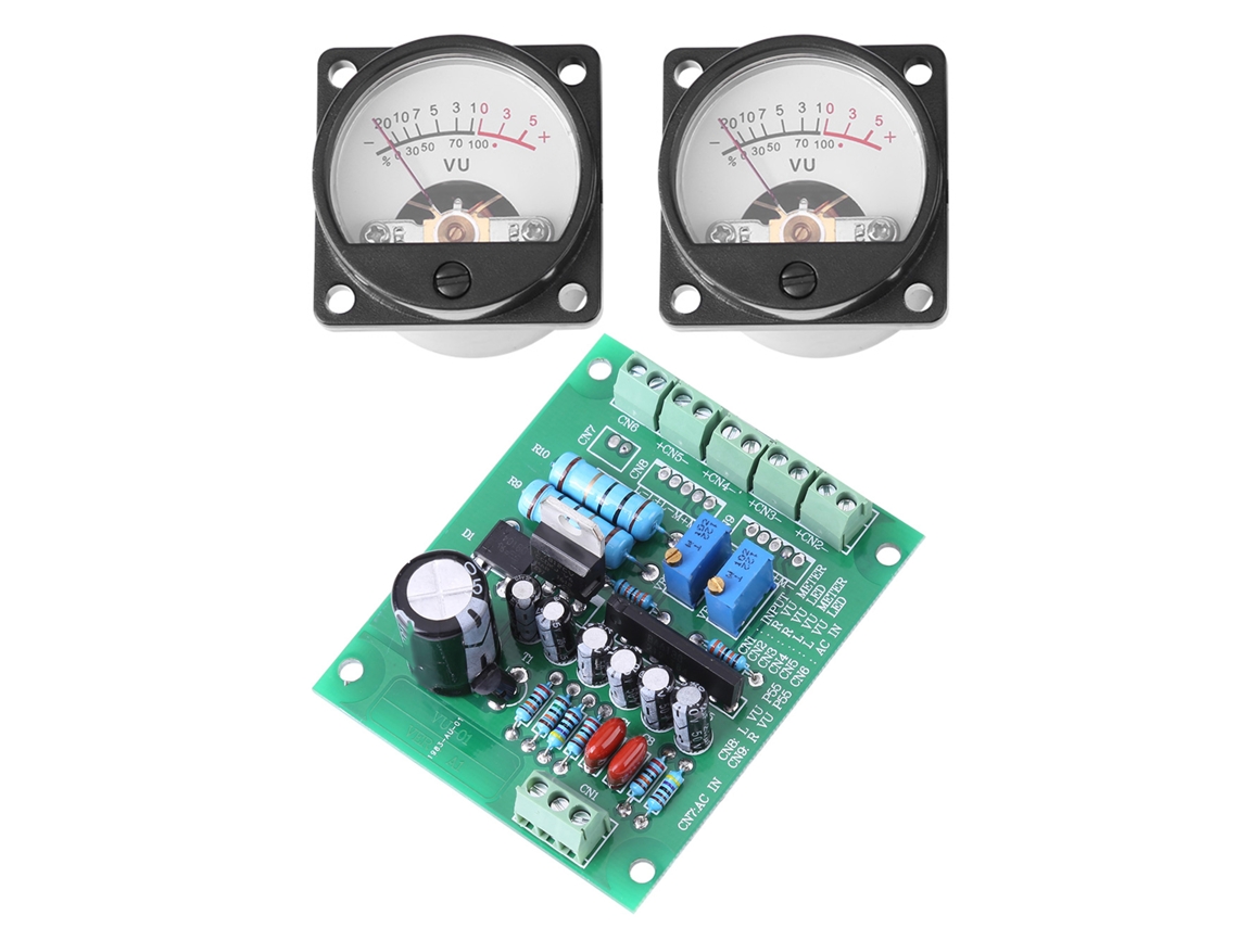 2026as-2 Piezas Medidor VU con Retroiluminación Cálida, Placa Controladora de Amplificador de Grabación de Nivel de Audio