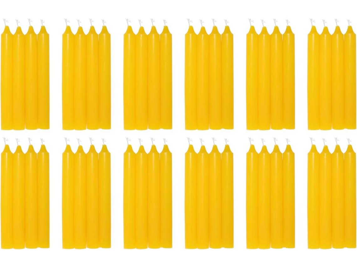 COM-FORT HOUSE- Vela de mesa Amarilla - Pack velas de 48 Unidades - Velas Decorativas Sin Perfume - Velas para tu Hogar