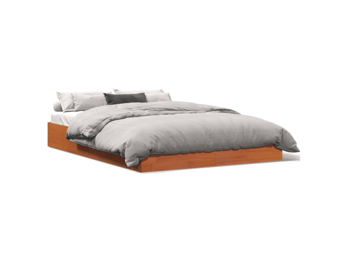 Maison Exclusive - Cama Sin Colchón Madera Maciza De Pino Marrón Cera 120x200 Cm