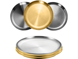 Platos De Cena De Acero Inoxidable, 6 Pcs, Oro Y Plata, 20 Cm