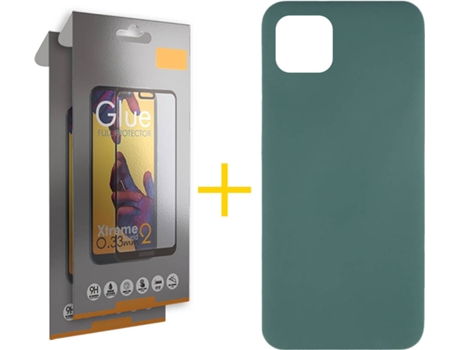 Carcasa + 2 Protectores de Vidrio Full iPhone 13 Mini SKYHE Silicona Líquido Verde