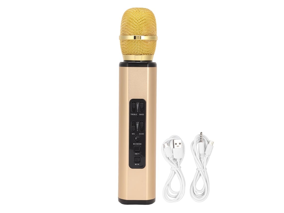Microfone Sem Fio Bluetooth K6 Portátil Com Alto-falante Para Pc, Smartphones - Dourado