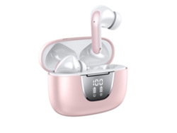 Auriculares inalámbricos Bluetooth 5.3 JIAPEI, 76 horas de batería, resistencia al sudor IPX7, pantalla LED, diseño ergonómico y ligero (rosa)