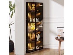 Vitrina De Cristal Led Negro Templado De 62x35x160cm