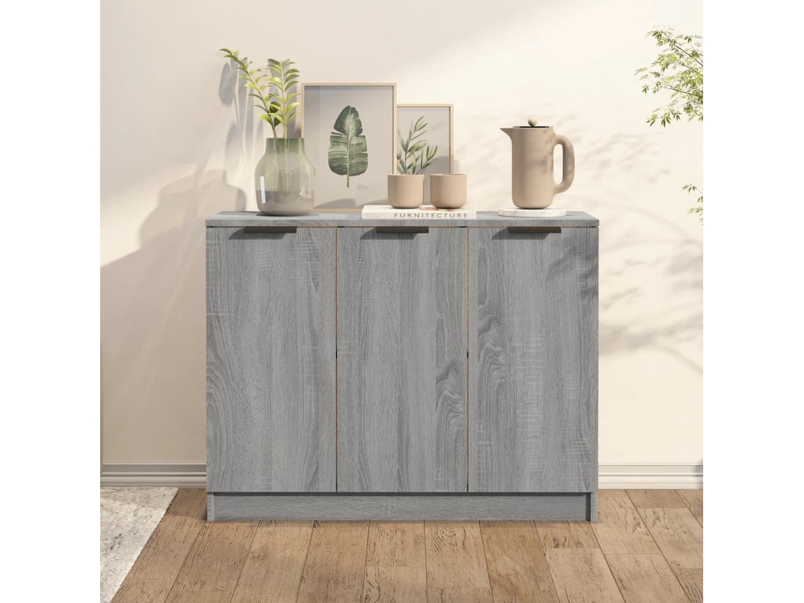 Aparador De Madera Contrachapada Gris Sonoma 90,5x30x70 Cm